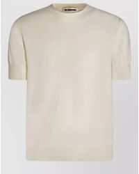 Jil Sander - Short Sleeve Crew Neck T-Shirt With Ribbed Cuffs - Lyst