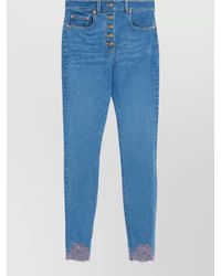 Valentino - Floral-Lace Skinny Denim Jeans - Lyst