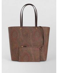Etro - Cotton Paisley Print Tote Bag Leather Handles - Lyst