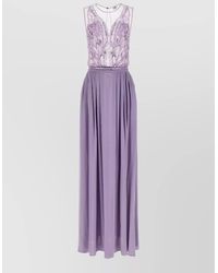 Elisabetta Franchi - Sleeveless Pleated Dress Sheer Bodice Belt - Lyst