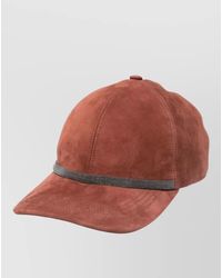 Brunello Cucinelli - Leather Baseball Cap Contrast Band Design - Lyst
