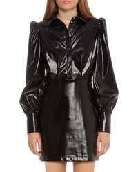 MSGM Black Vinyl Mini Dress