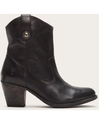 frye block heel leather booties