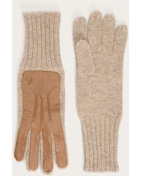 Frye Leather Patch Knit Glove - Natural