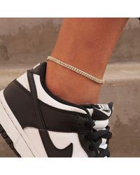 The GLD Shop Micro Diamond Prong Anklet - Yellow Gold - Brown