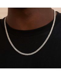 The GLD Shop Micro Diamond Prong Cuban Necklace - White Gold - Metallic