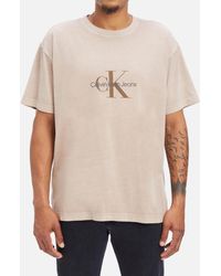 Calvin Klein - Monologo Cotton-blend Mineral Dye T-shirt - Lyst