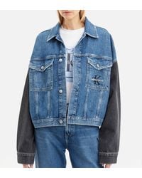 Calvin Klein Oversized Cropped Denim Shirt Jacket in Blue | Lyst