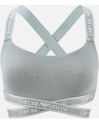 Emporio Armani Iconic Logoband Bralette - Blue