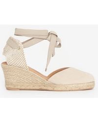 Barbour - Juana Wedged Suede And Raffia Espadrilles - Lyst