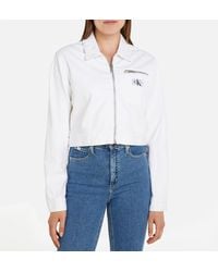 Calvin Klein - Zipped Recycled Denim Jacket - Lyst
