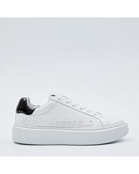 Karl Lagerfeld Maxi Cup Leather Flatform Sneakers - White
