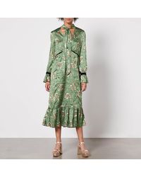 Hope & Ivy - X William Morris Petunia Satin Dress - Lyst
