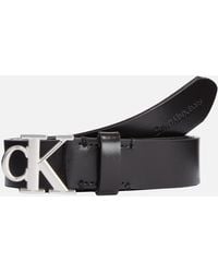 Calvin Klein - Round Mono Plaque Leather Belt - Lyst