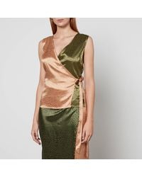 Never Fully Dressed - Olive And Gold Jacquard Wrap Top - Lyst
