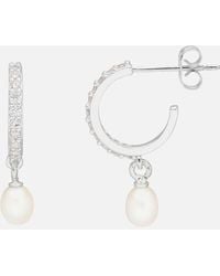 Estella Bartlett Silver-plated, Faux Pearl And Crystal Hoop Earrings - White