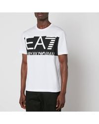 EA7 - Gold Logo Cotton-jersey T-shirt - Lyst