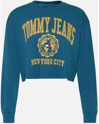 Tommy Hilfiger College Organic Cotton-jersey Cropped Sweatshirt - Blue