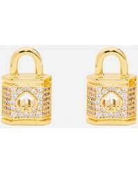 Kate Spade - Lock And Spade Gold-tone And Cubic Zirconia Pavé Studs - Lyst