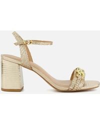 Dune - Manual Block Heeled Leather Sandals - Lyst