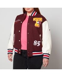 Tommy Hilfiger Logo-Appliquéd Brushed Twill Varsity Jacket - Rot