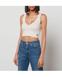 Calvin Klein Synthetic Cropped Top in Black | Lyst