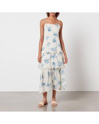 Never Fully Dressed - Peony Printed Cotton-gauze Dress - Lyst