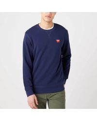 Blue gym and workout clothes Sweatshirts Mens Clothing Activewear for Men Wrangler Cotton Sweatshirt in Dark Blue 