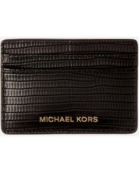 MICHAEL Michael Kors - Jet Set Lizard-effect Leather Cardholder - Lyst