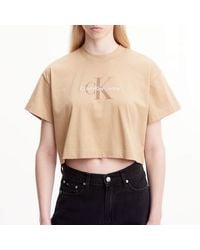 Calvin Klein - Cotton-blend Jersey Cropped T-shirt - Lyst