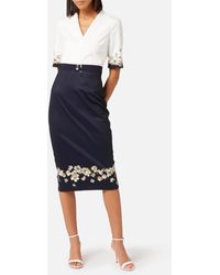 Ted Baker Avii Pearl V Neck Bodycon Dress - Blue