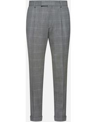BOSS - H-pepe Checked Wool-blend Trousers - Lyst