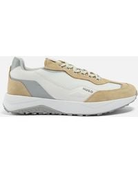 HUGO - Kane Runn Suede And Mesh Trainers - Lyst