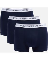 Polo Ralph Lauren Logo Waistband Cotton Boxer Trunks 3-pack - Blue