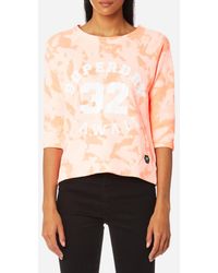 Superdry Washed Crop Crew Sweatshirt - Pink