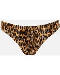 Damson Madder - Leopard-print Shirred Bikini Bottoms - Lyst