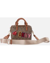 DKNY Bryant Park Logo-detailed Faux Leather And Coated-canvas Bag - Brown