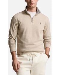 Polo Ralph Lauren - Half-zip Double-knit Cotton-blend Jersey Sweatshirt - Lyst