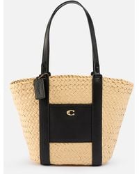 COACH - Small Straw Pocket Tote Bag - Lyst