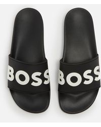 BOSS by HUGO BOSS Darrel Leather Strap Slide Sandals in Black for Men ...