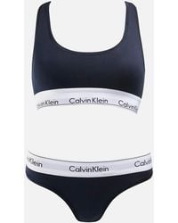Calvin Klein - Underwear Cotton-blend Unlined Bra And Thong Set - Lyst