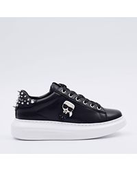 Karl Lagerfeld Kapri Karl Ikonic Stud Tab Flatform Sneakers - Black