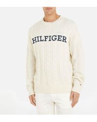 Tommy Hilfiger - Monotype Cable-knit Wool-blend Jumper - Lyst