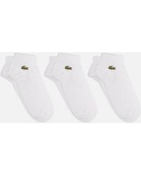 Lacoste - Three-pack Logo-embroidered Cotton-blend Socks - Lyst