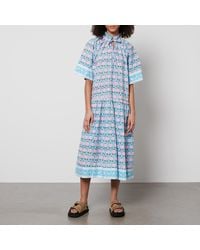 SZ Blockprints - Yuva Floral-print Cotton-poplin Dress - Lyst