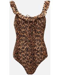 Damson Madder - Cheyenne Leopard Shirred Swimsuit - Lyst