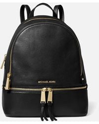 Michael Kors - Rhea Black Leather Zip Fastening Backpack - Lyst