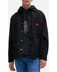 HUGO - Erato Logo Patch Canvas Overshirt - Lyst