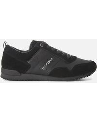 tommy hilfiger iconic leather trainers black