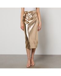 Never Fully Dressed - Jaspre Faux Leather Midi Skirt - Lyst